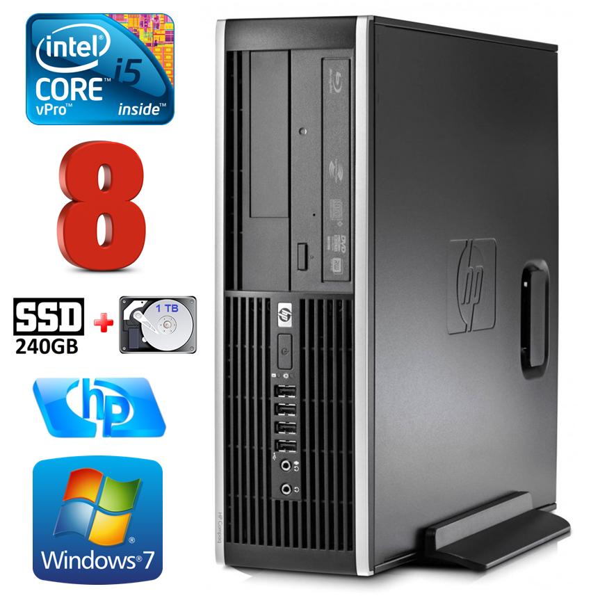 HP 8100 Elite SFF i5-650 8GB 240SSD+1TB DVD WIN7Pro RW5219 (EAN411505219)