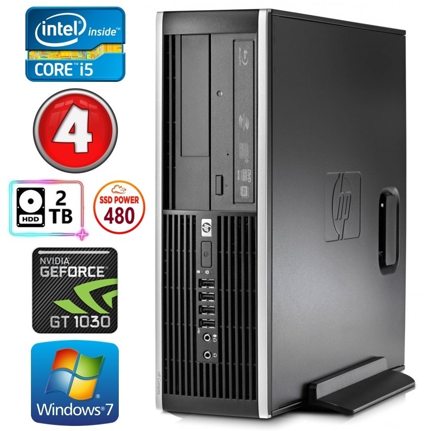 HP 8100 Elite SFF i5-750 4GB 480SSD+2TB GT1030 2GB DVD WIN7Pro RW8160W7 (EWS411508160)