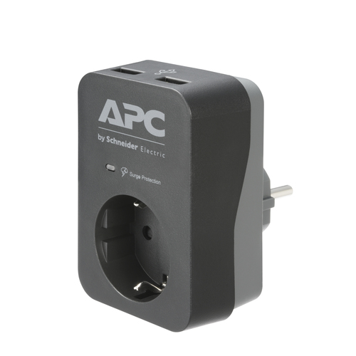 APC PME1WU2B-GR surge protector Black, Grey 1 AC outlet(s) 230 V elektrības pagarinātājs