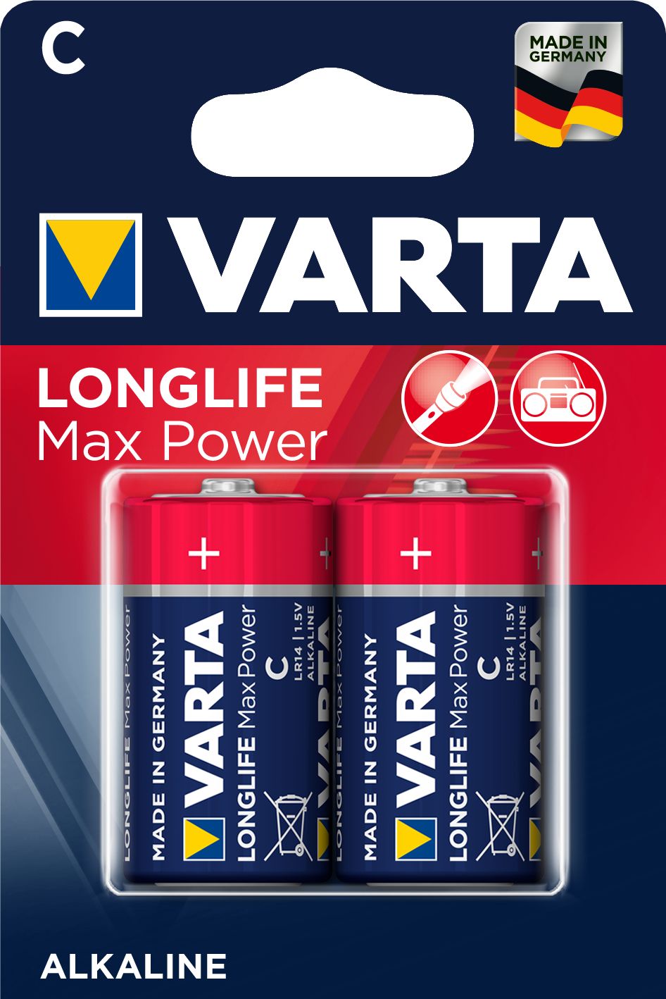 Varta Bateria Longlife Max Power C / R14 7800mAh 2 szt. 4714101402 (4008496545575) Baterija