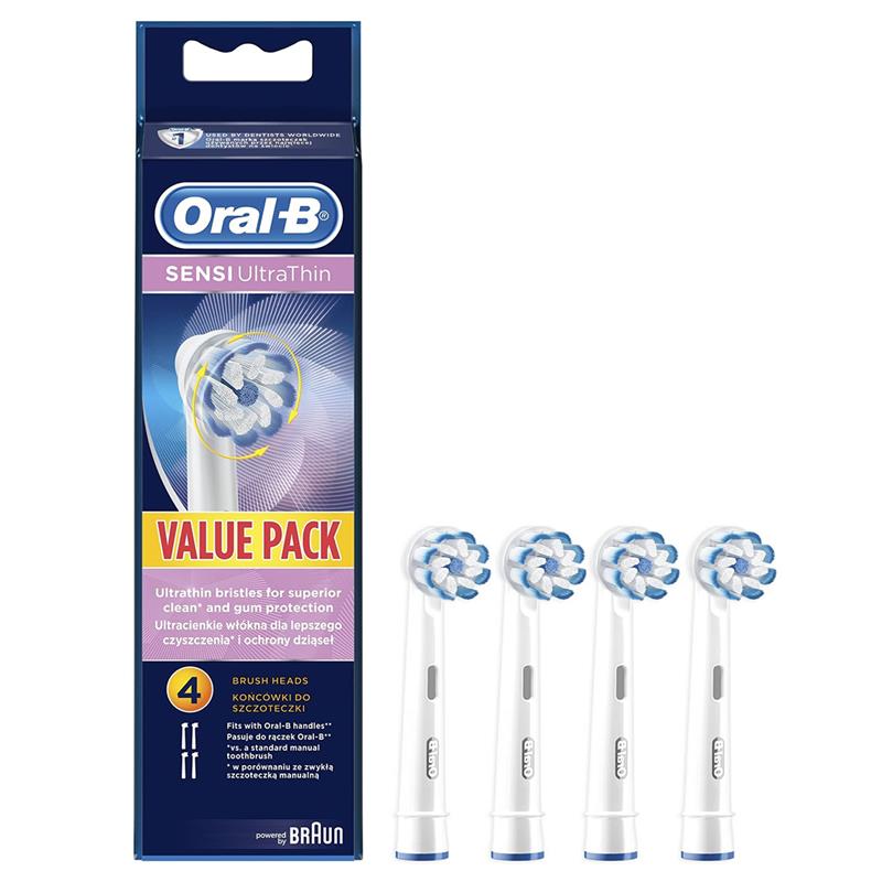 Oral-B EB 60-4 toothbrush head 4 pc(s) Blue, White mutes higiēnai