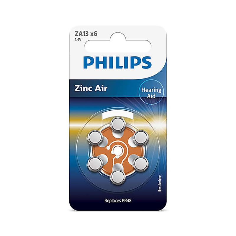 Baterijas ZA13 1.4 V 6 Zinc Air (PR48), Philips / 6gb Baterija