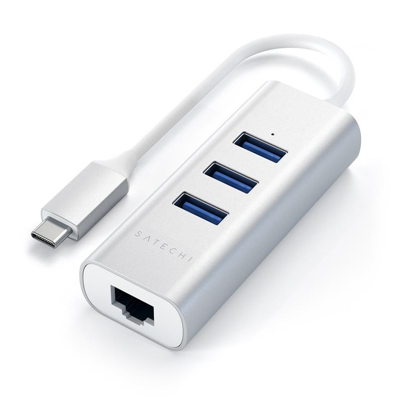 Adapteris USB-C + Gigabit Ethernet, Satechi USB centrmezgli