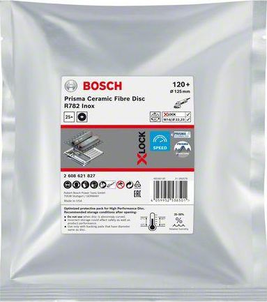 Bosch BOSCH FIBRA KRAZEK X-LOCK INOX 125 gr.120 R782 /25szt. B2608621827