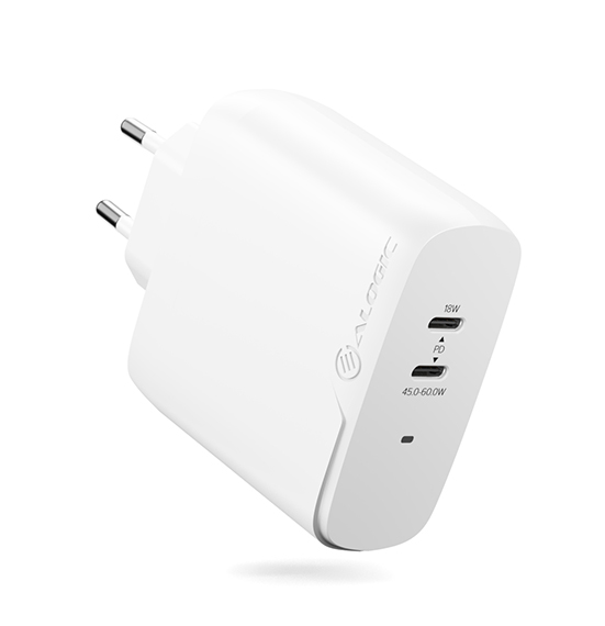 Alogic Ladegerat 63W 2 Port 2x USB-C weis Baterija