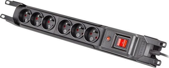 Surge Protection Power Strip rack 19in. M6 5m 6x230v black M6/50/R/CZ elektrības pagarinātājs