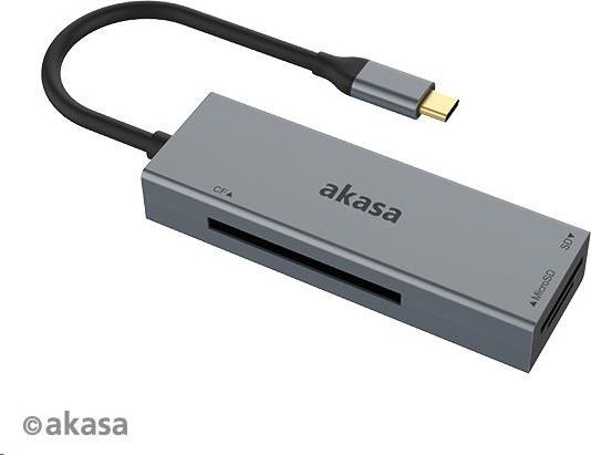 Akasa USB 3.2 Gen1 Type-C 3-in-1 Card Reader - silber karšu lasītājs