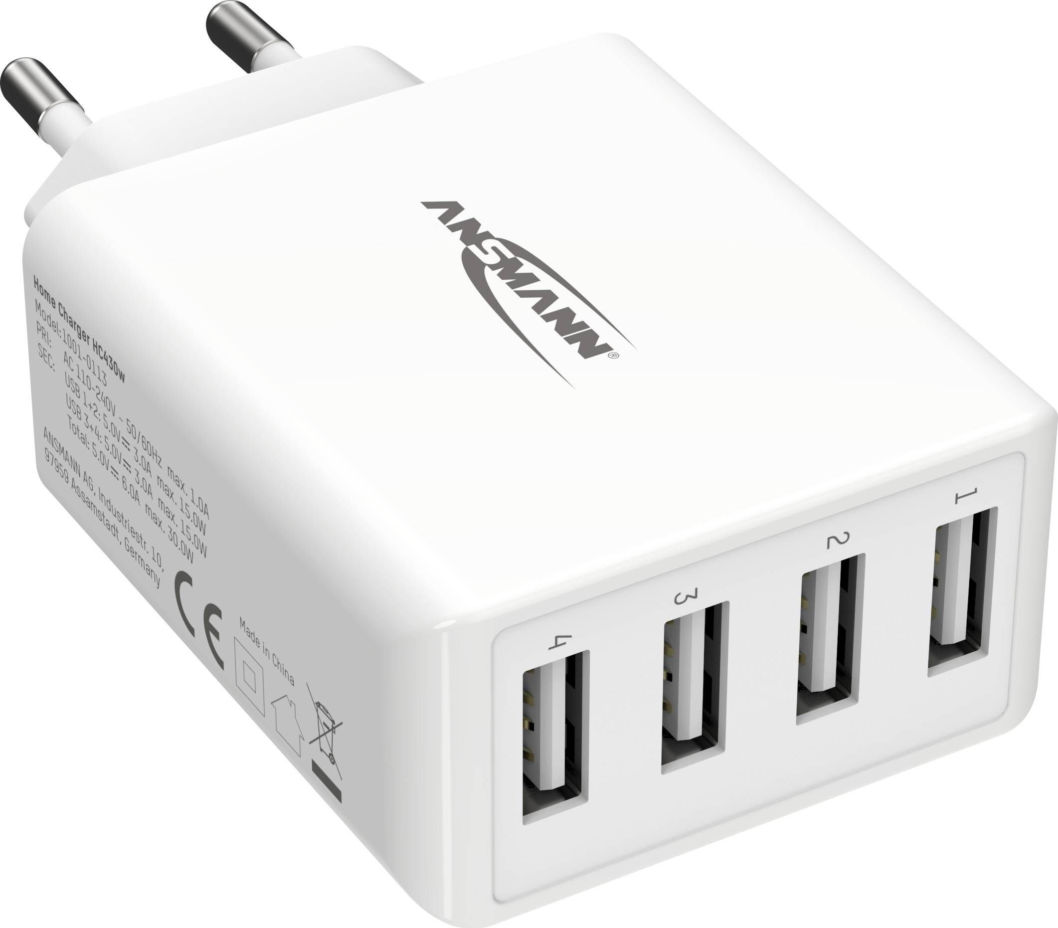 Ansmann Home Charger HC430 4xUSB 3000mA white