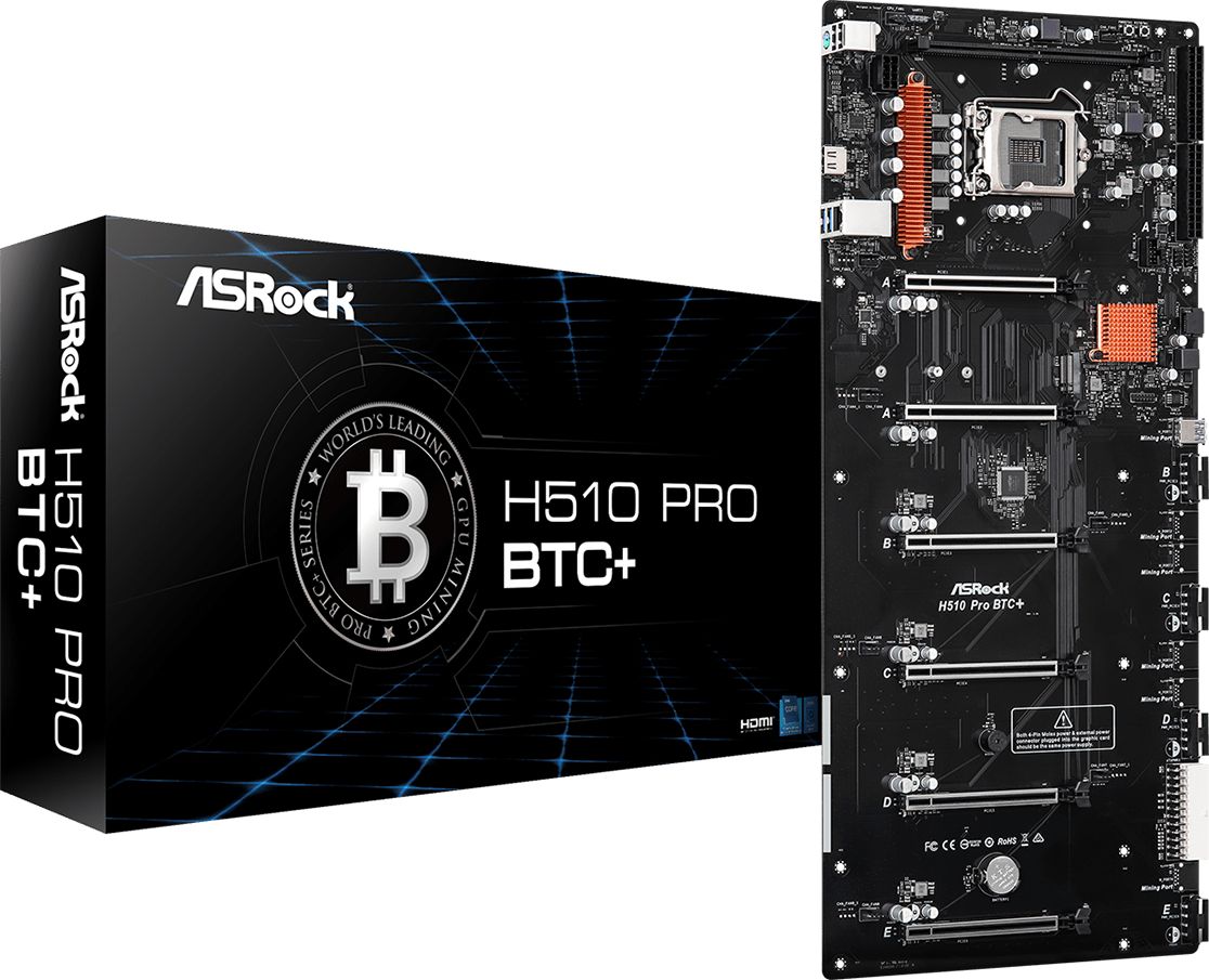 Asrock H510 Pro BTC+ Intel H510 LGA 1200 pamatplate, mātesplate