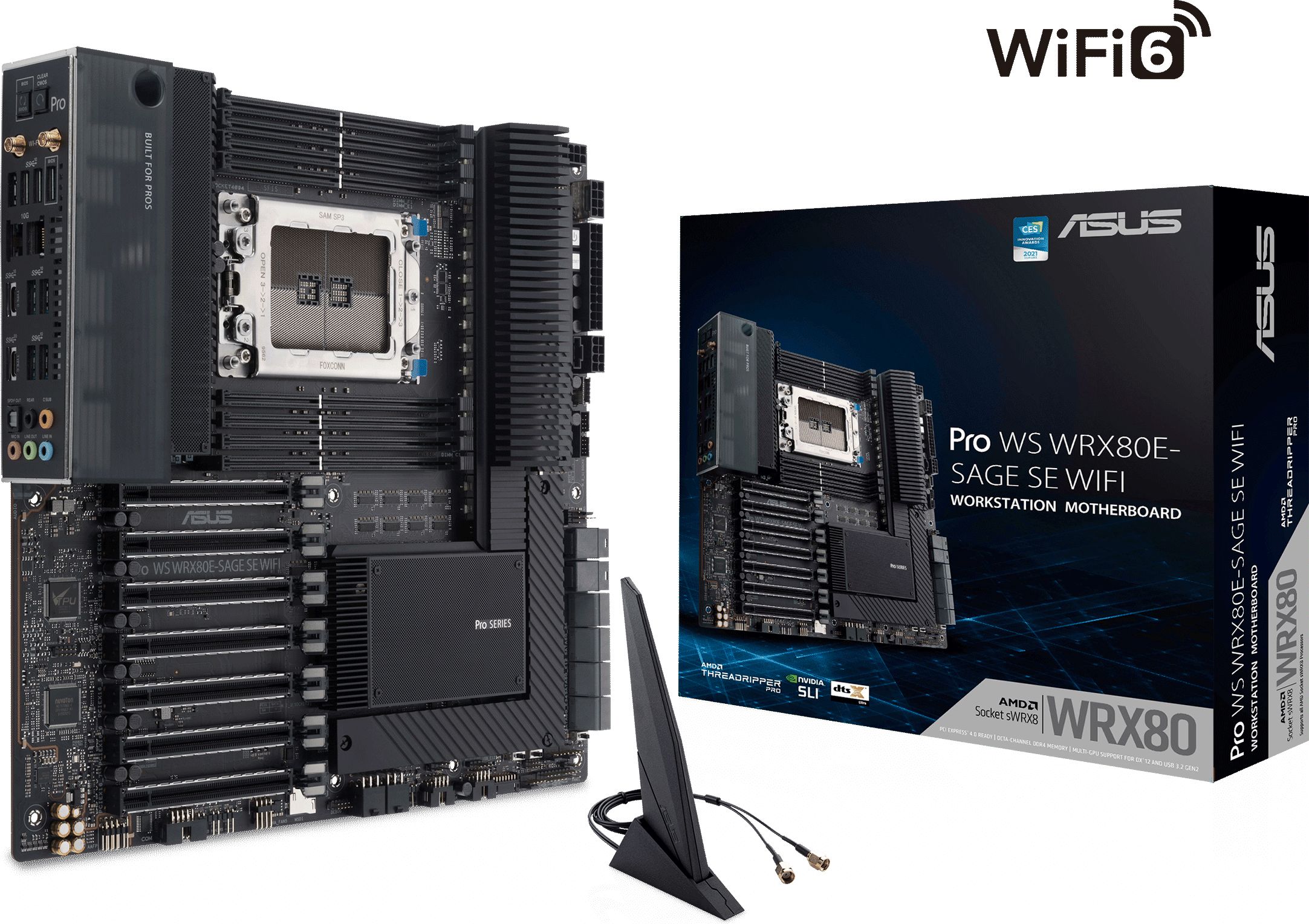 ASUS Pro WS WRX80E-SAGE SE WIFI E-ATX MB pamatplate, mātesplate