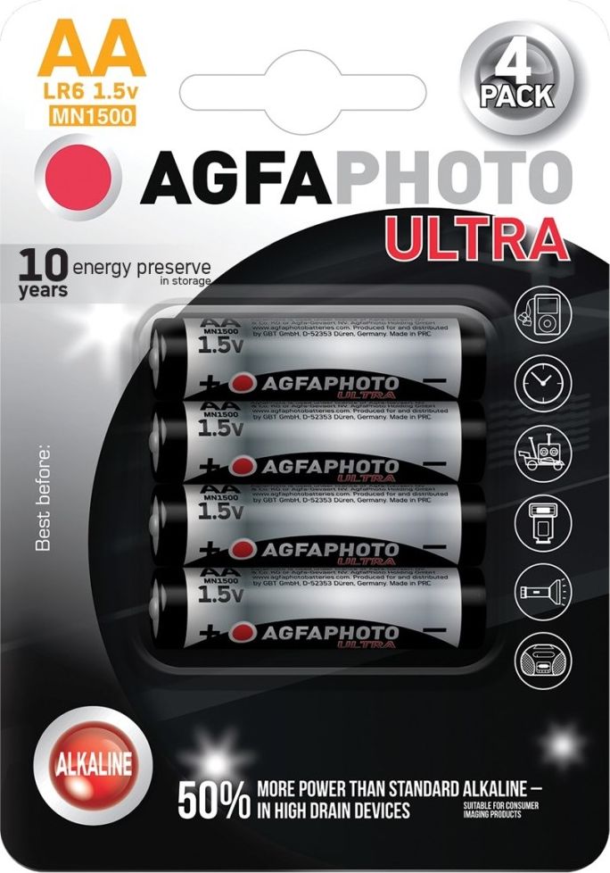 AgfaPhoto Bateria Ultra AA / R6 4 szt. 7732771 (4250175821887) Baterija