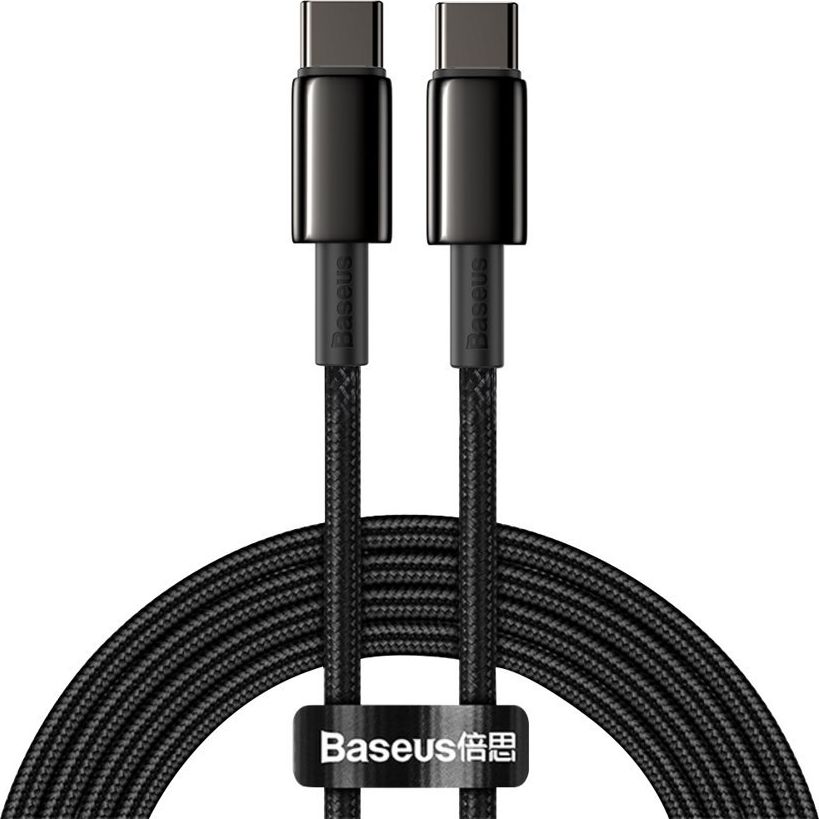 Baseus Tungsten Gold Fast Charging Data Cable Type-C to Type-C 100W 2m Black (Black) 6953156232068 USB kabelis