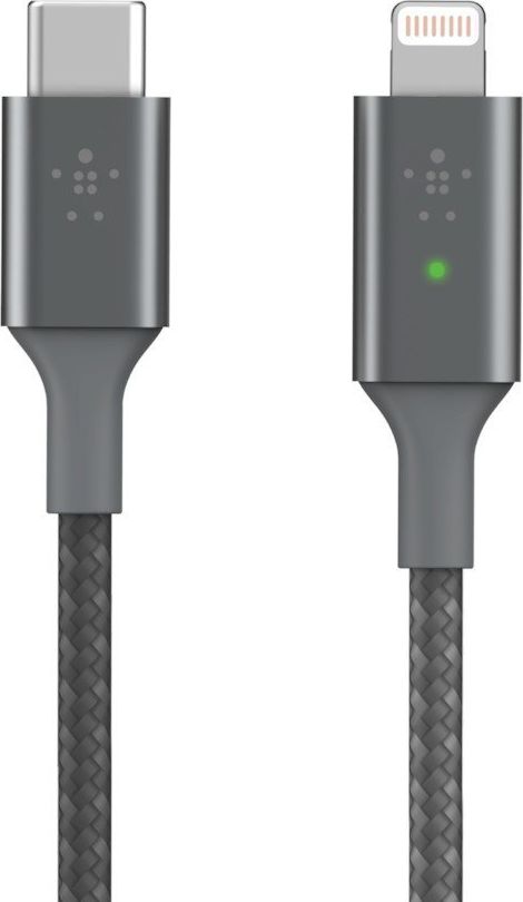 Belkin Smart LED Cable grey 1,2m USB-C / Lightning   CAA006bt04GR kabelis, vads