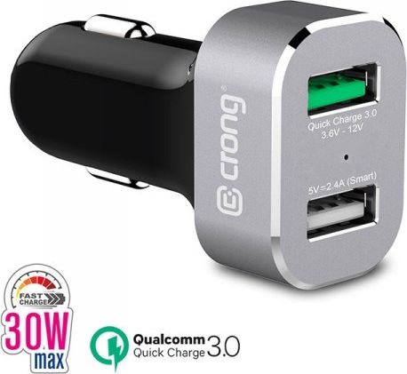 Ladowarka Crong Power 2x USB-A 3 A  (CRG-PWRC-USB30-ALU) CRG-PWRC-USB30-ALU (5907731982467) iekārtas lādētājs