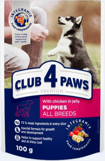 Club 4 Paws Club 4 Paws karma dla szczeniat (20+4) 100g Kurczak w galarecie 99497 (4011905441818) barība suņiem