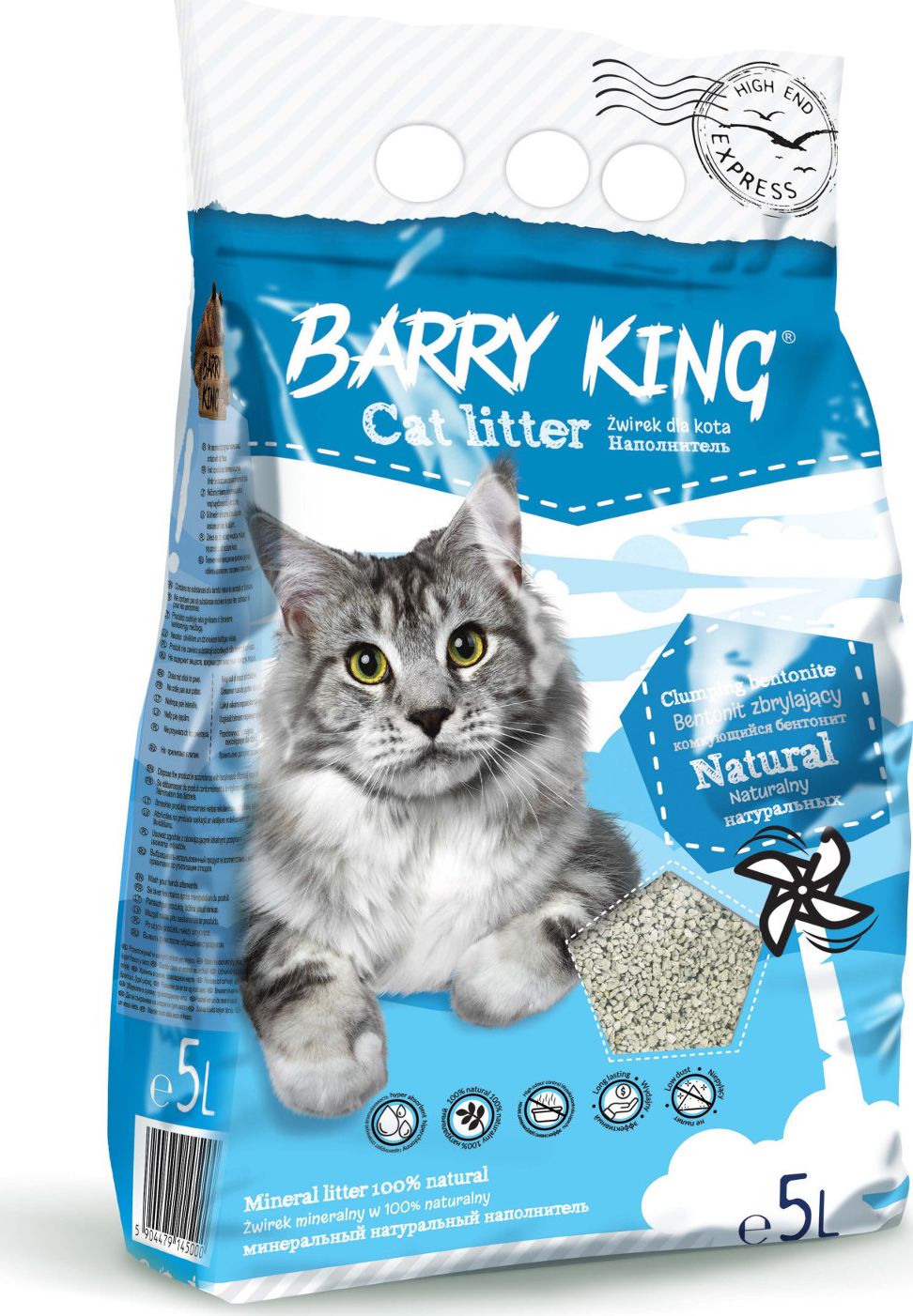 Zwirek dla kota Barry King BK-14500 Naturalny 5 l BK-14500 (5904479145000) piederumi kaķiem