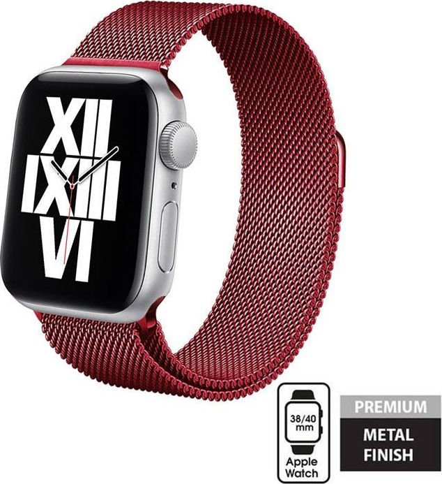 Crong Pasek ze stali nierdzewnej Crong Milano Steel do Apple Watch 38/40 mm czerwony CRG-40MST-RED (5907731986861)