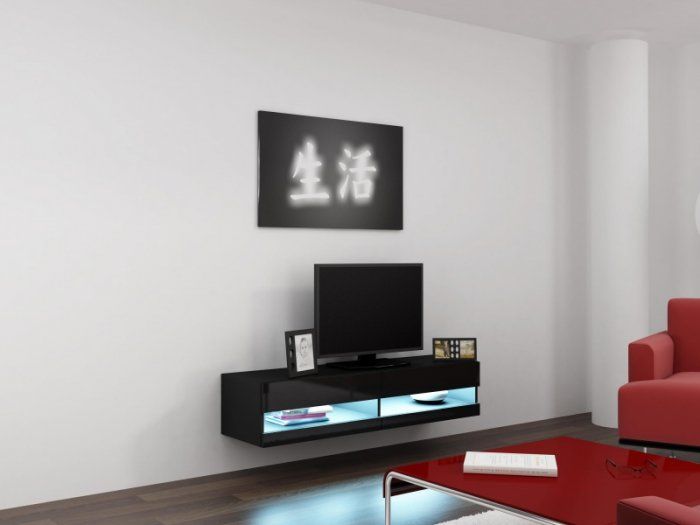 Cama TV stand VIGO NEW 30/140/40 black/black gloss