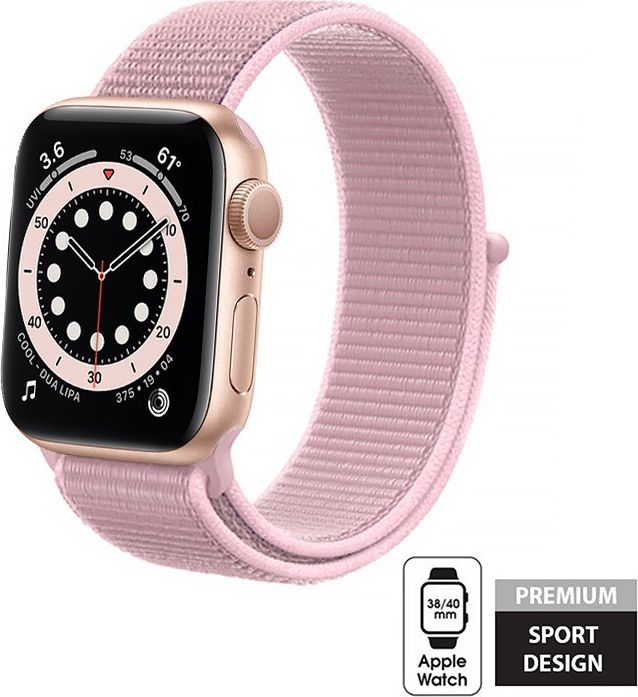 Crong Pasek sportowy Crong Nylon do Apple Watch 38/40mm (Powder Pink) CRG-40NLB-PDP (5907731987868)