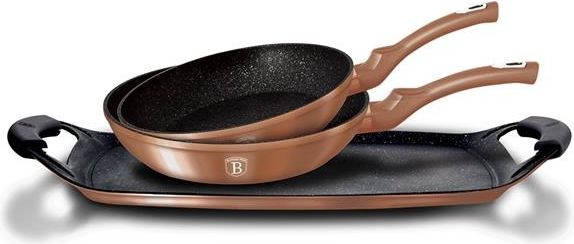 Set of frying pans + grill tray Berlinger Haus BH/1669 Metallic Line Rose Gold Edition Pannas un katli