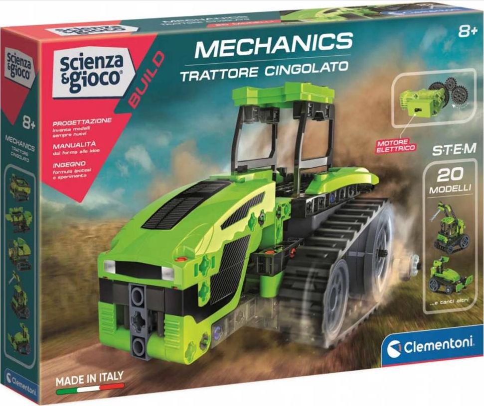 Clementoni Mechanics Laboratory. Crawler tractor 50689 konstruktors