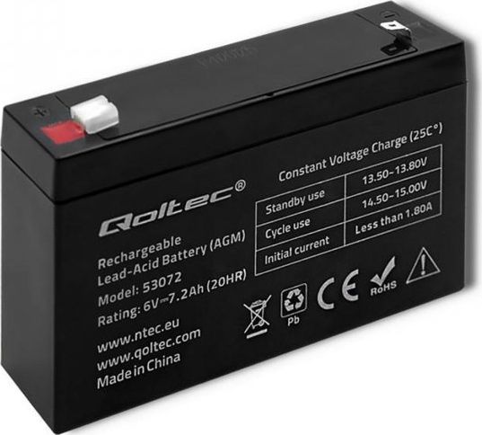 Qoltec 53072 AGM battery | 6V | 7.2 Ah UPS aksesuāri