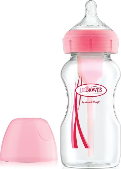 Dr Browns Butelka do karmienia niemowlat szeroka szyjka Options + rozowa 0m+ 270ml (WB91601) 001168 (072239318218) bērnu barošanas pudelīte