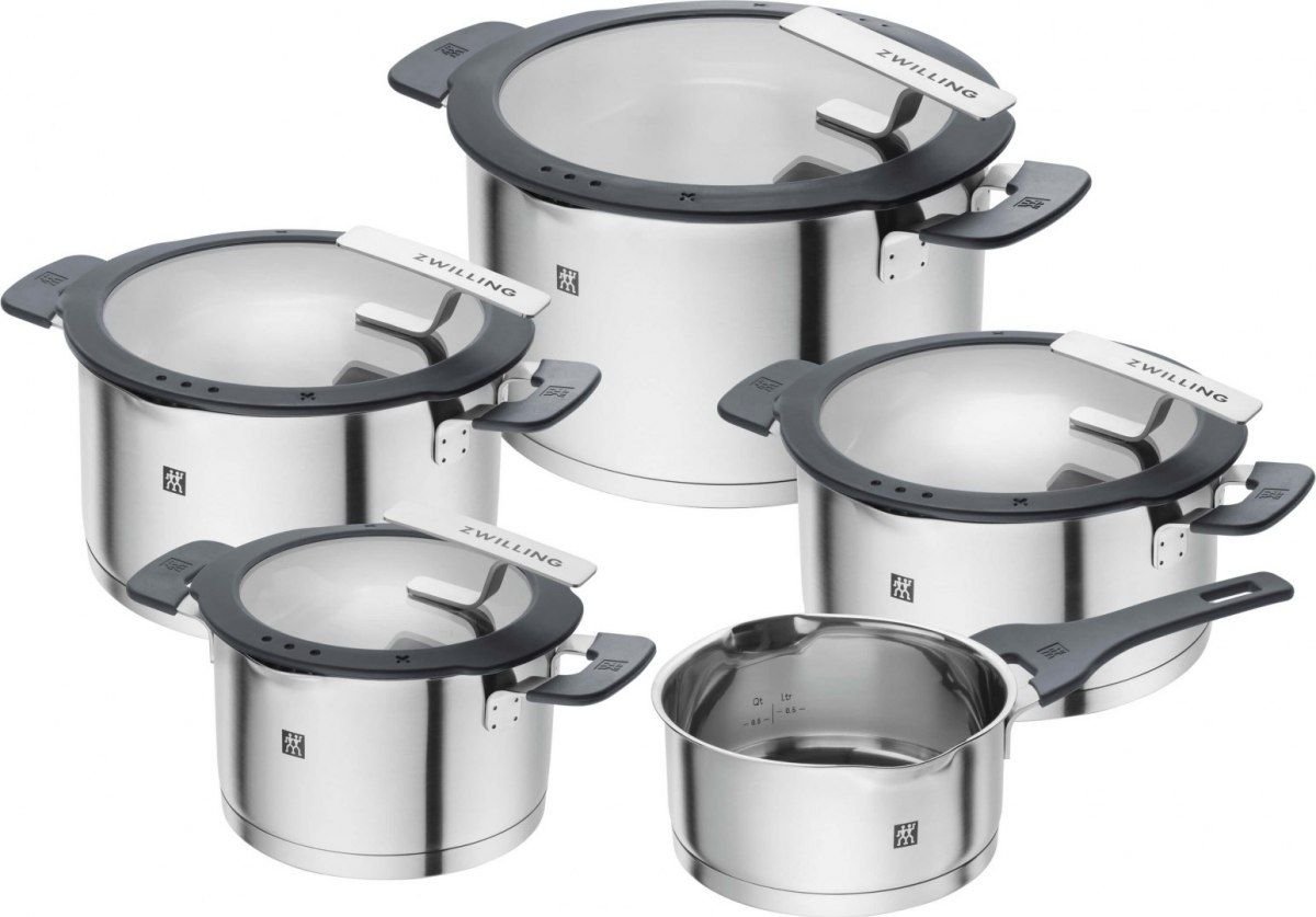 ZWILLING SIMPLIFY 66870-005-0 Pots set Stainless steel 5 pcs. Silver Black Pannas un katli