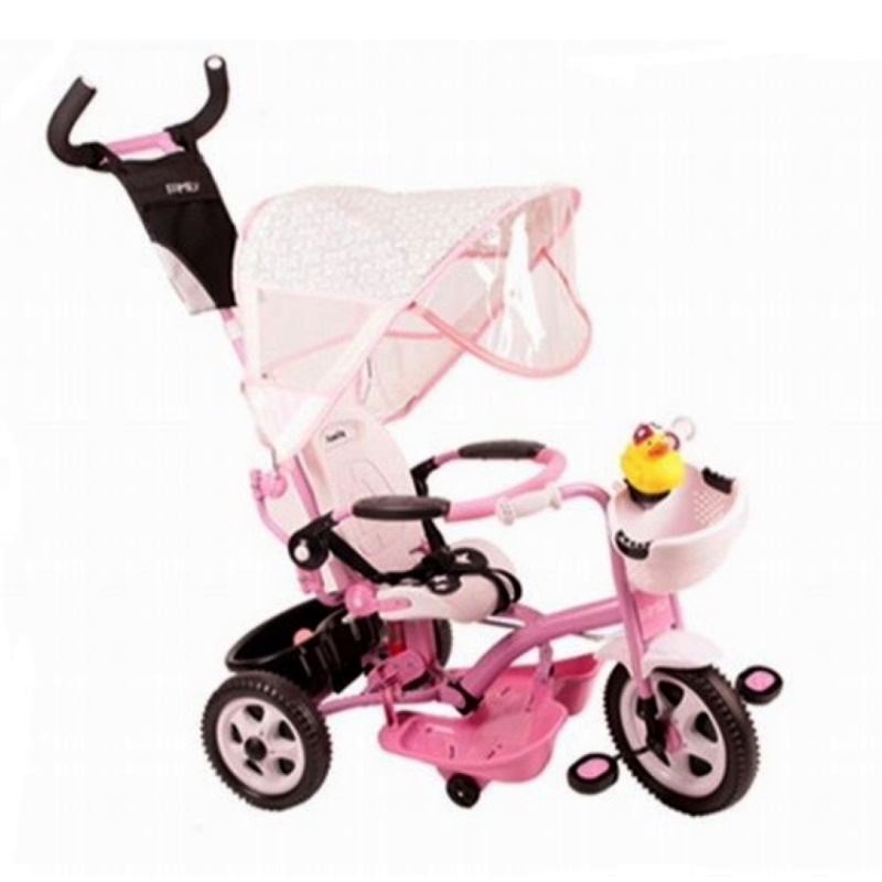 Riff F95941 2in1 Children's Tricycle - Stroller with a comfortable control handle for parents Pink