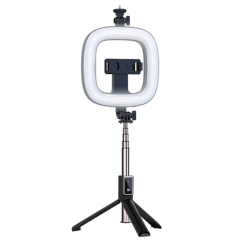 CP X1 LED 16cm Uzlādējama Selfie Lampa ar BT Pulti & Rokturi + Grīdas statīvu 20-90cm + Telefona stiprinājums Selfie Stick