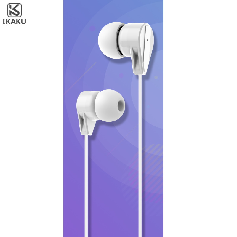 iKaku Xunlang Universālas In-Ear Mūzikas un Zvanu Austņas 3.5mm 1.2m Vads ar Mikrofonu un Pulti Balta