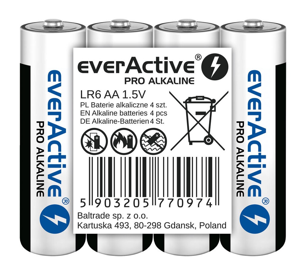 Alkaline batteries everActive Pro Alkaline LR6 AA - 4 pieces Baterija