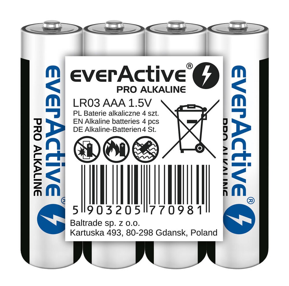 Alkaline batteries AAA / LR03 everActive Pro 4 pcs Baterija