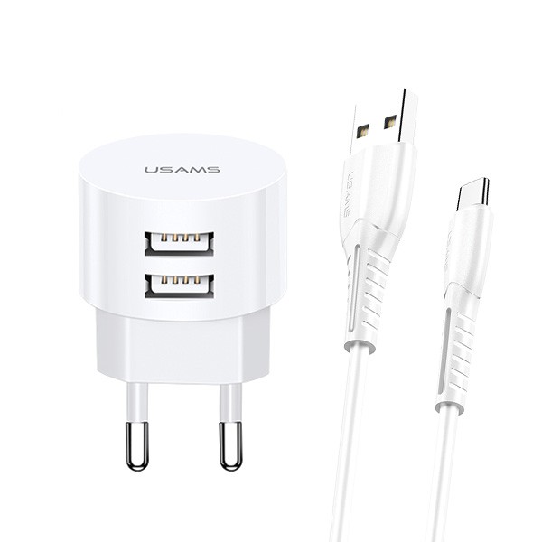 Charger t20 2XUSB 2,1A USB-C Kable Round 6958444981024 iekārtas lādētājs