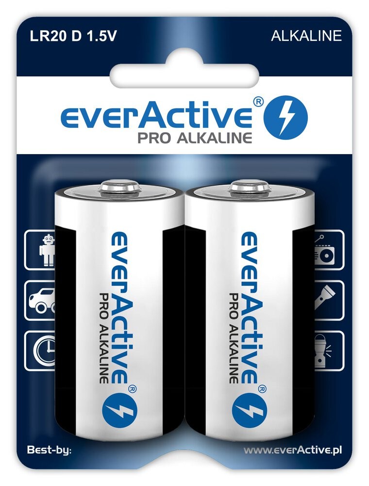 Alkaline batteries everActive Pro Alkaline LR20 D - blister card - 2 pieces Baterija