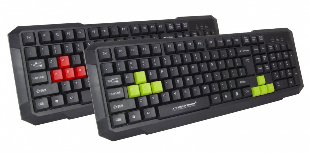 Keyboard membrane Esperanza ASPIS EGK102G (USB 2.0; black color, green color) klaviatūra