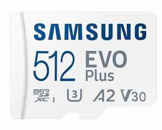 Samsung microSD Card EVO PLUS 512 GB, MicroSDXC, Flash memory class 10, SD adapter atmiņas karte