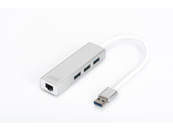 DIGITUS USB 3.0 3-Port Hub & Gigabit LAN-Adapter USB centrmezgli