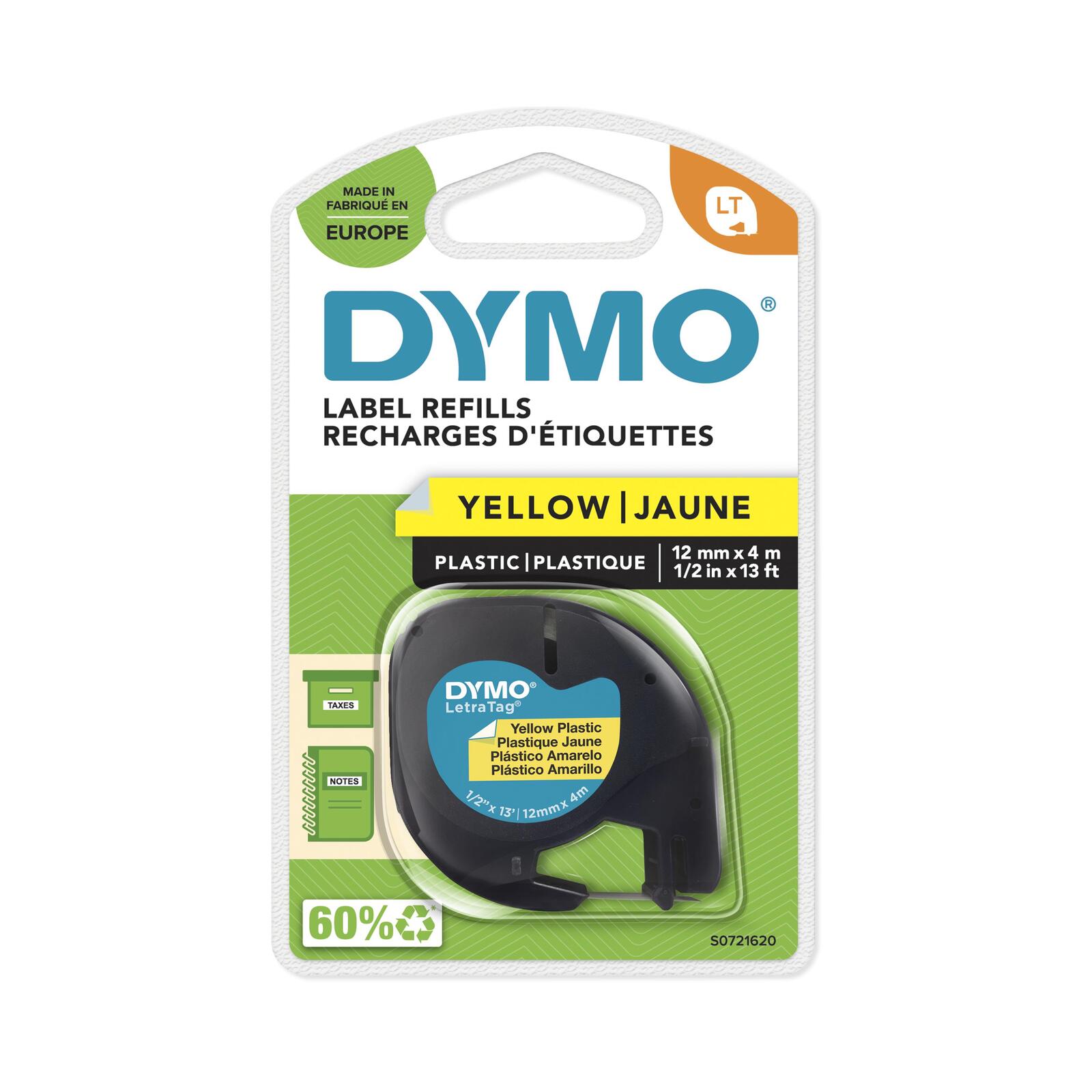 Dymo Letratag Band Plastik yellow 12 mm x 4 m
