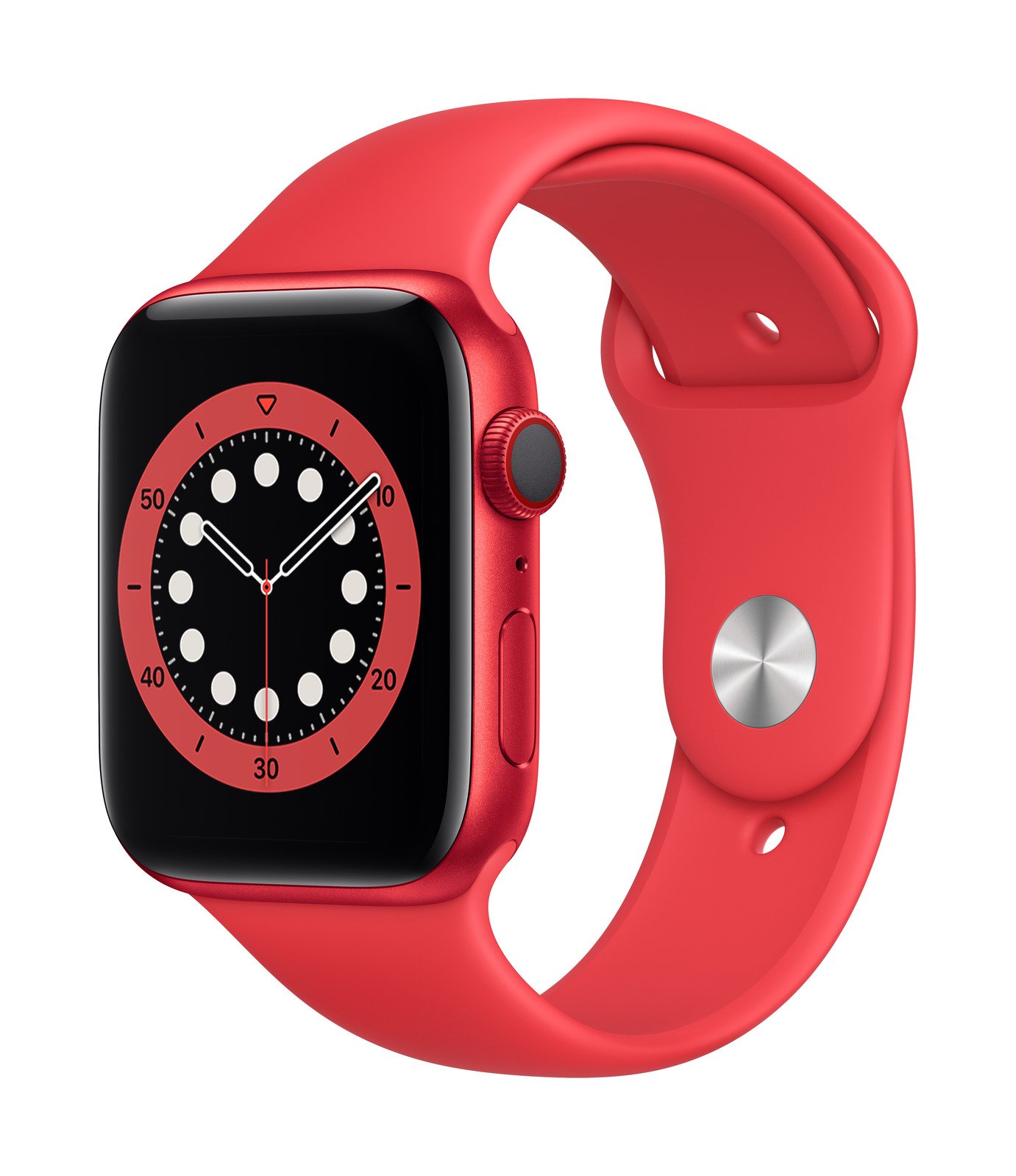 Apple Watch Series 6 GPS + Cell 44mm Red Alu Red Sport Band Viedais pulkstenis, smartwatch