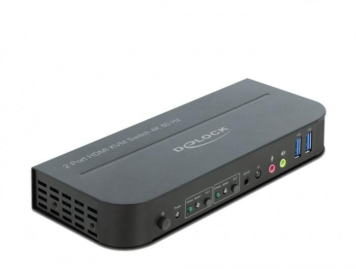 Delock HDMI KVM Switch 4K 60 Hz with USB 3.0 and Audio - KVM / audio / USB switch - 2 ports datortīklu aksesuārs