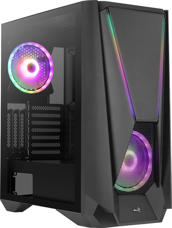 Aerocool Visor Midi-Tower, Tempered Glass - schwarz Datora korpuss