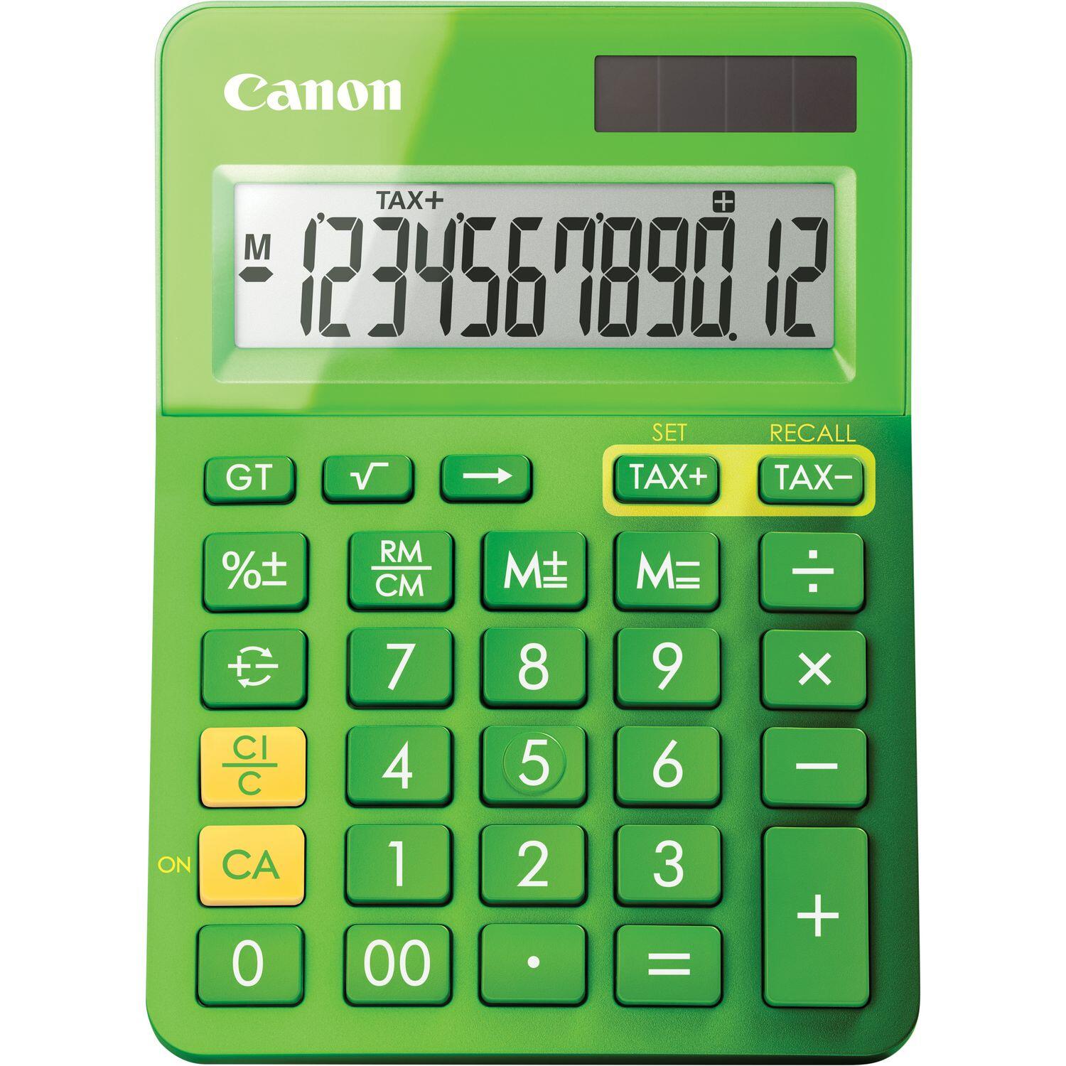 Canon LS-123K Basisrechenr 12 Stellen Solarpanel & Batterie grun kalkulators