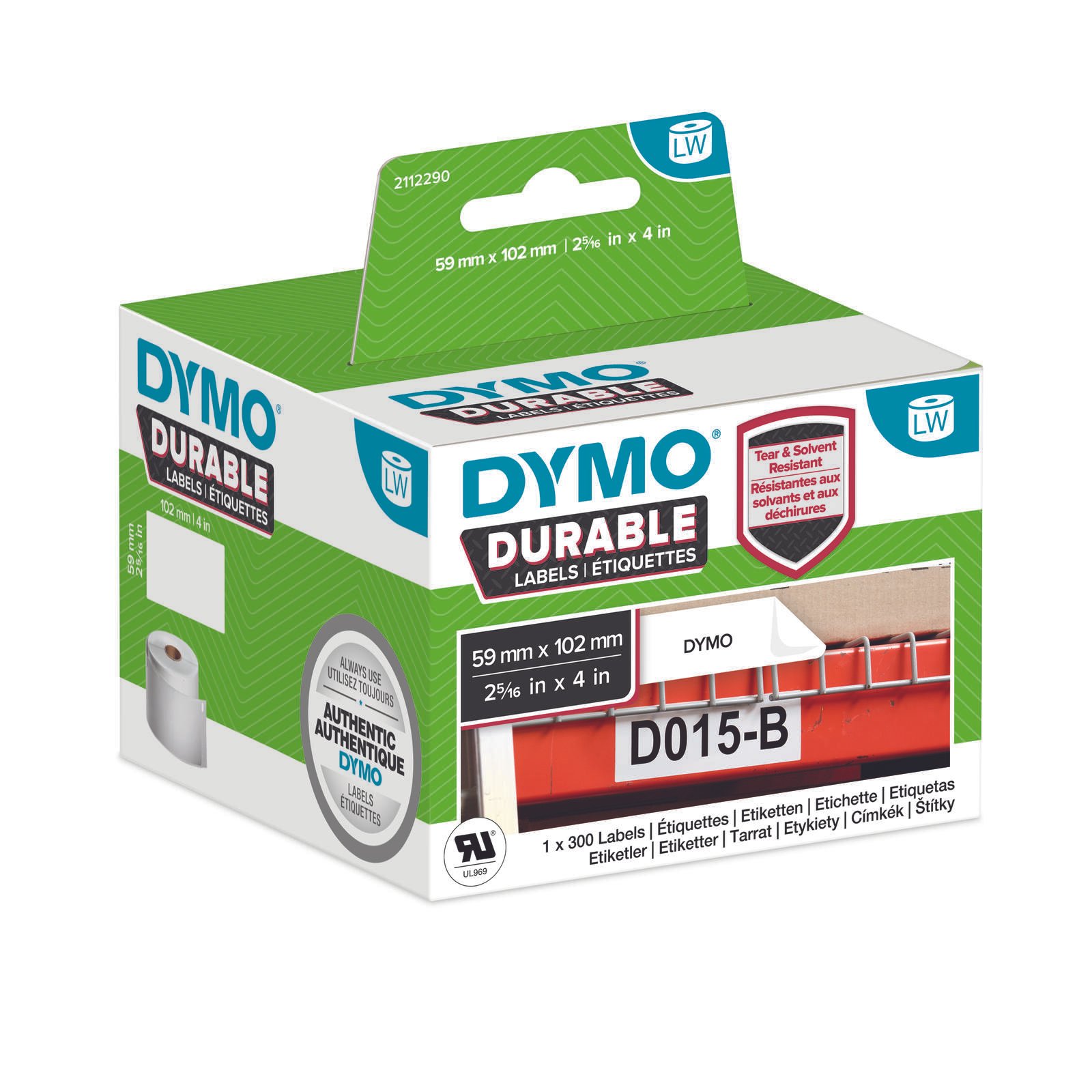 DYMO Registered  Original Etikett fur LabelWriter Trademark  59mm x 102mm ( weis,permanent haftend, 1 Rolle a 300 Etiketten) papīrs