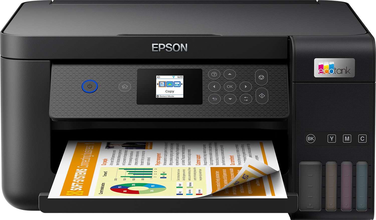 Epson EcoTank ET-2850 Tintenstrahl-Multifunktionsgerat (A4,Drucken, Kopieren, Scannen, Tintentanksystem, Duplex, Wi-Fi) printeris
