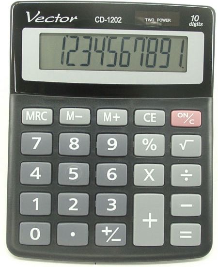 Kalkulator Vector (KAV CD-1202 BLK) K-VCD1202BLK (5904329493763) kalkulators