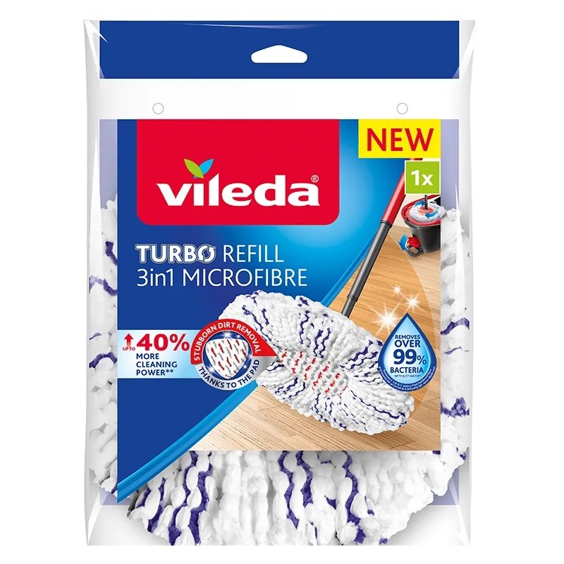 Mop Refill VILEDA TURBO 3in1 Microfiber 1 pc White 167749