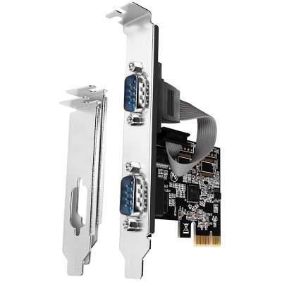 Axagon PCI-Express card with two 250 kbps serial ports. ASIX AX99100. Standard & Low Profile. karte