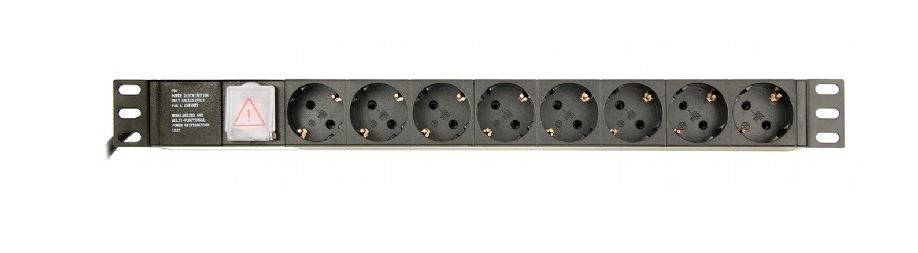 Gembird EG-PDU-014-C14 power distribution unit (PDU) 8 AC outlet(s) 1U Black elektrības pagarinātājs