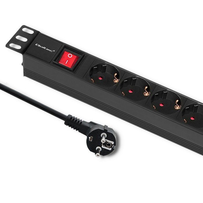 Power strip for RACK 1U 16A, PDU, 6xSCHUKO, 2m elektrības pagarinātājs